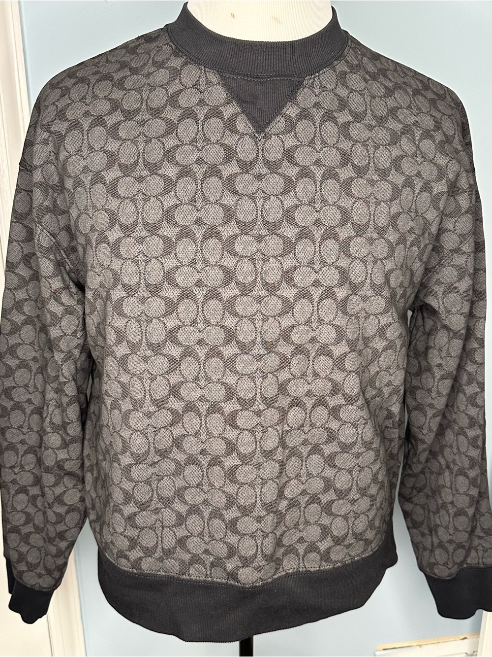 Coach Essential Signature Crewneck Sweatshirt Brown Khaki Men's Size S CP977